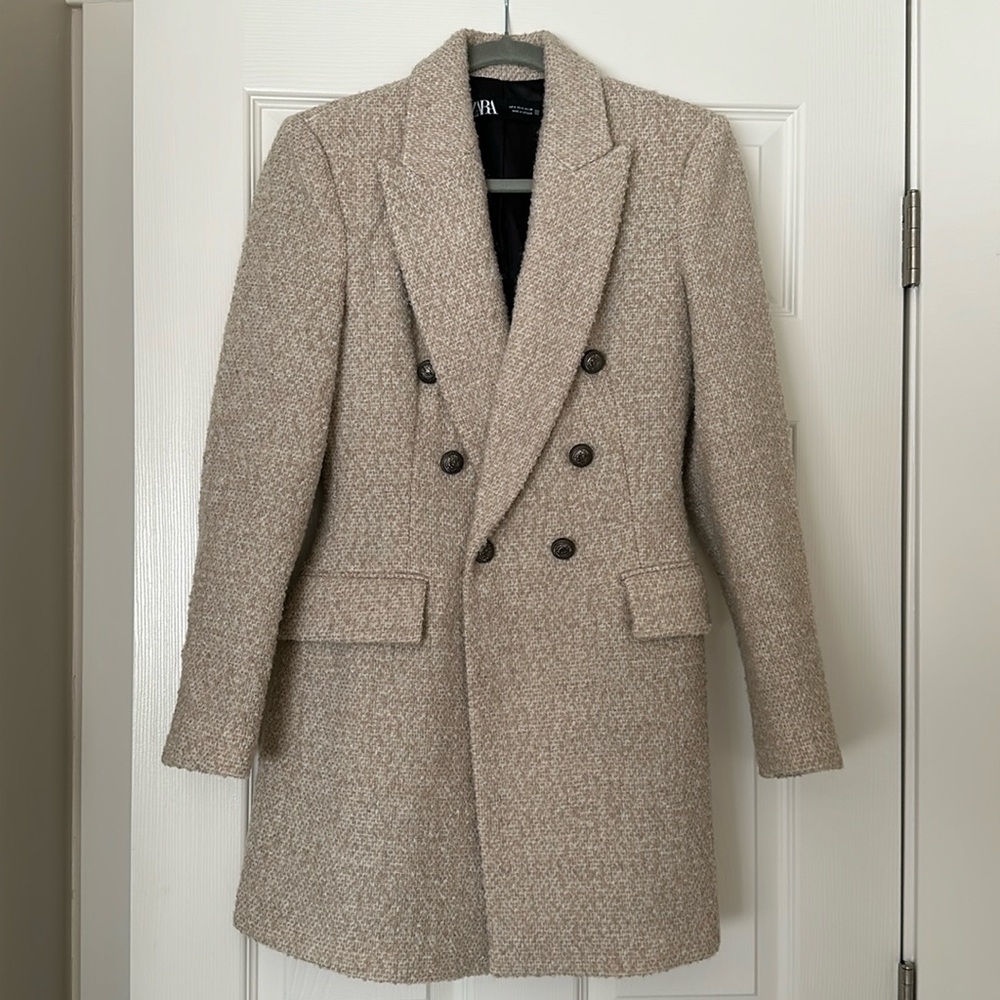 ZARA - Double Breasted Textured Weave Jacket